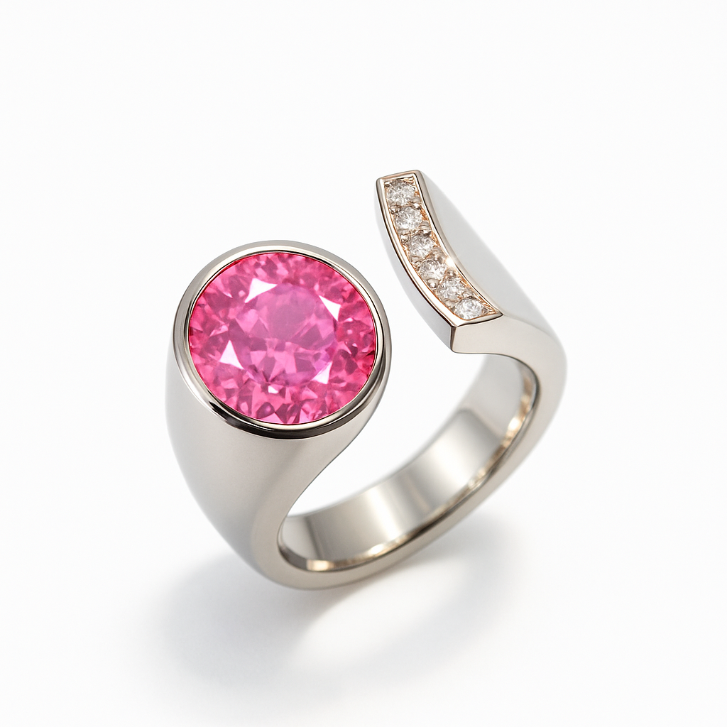 Ring mit Rubellit 3,95 ct. und 0,07 ct. Brillanten