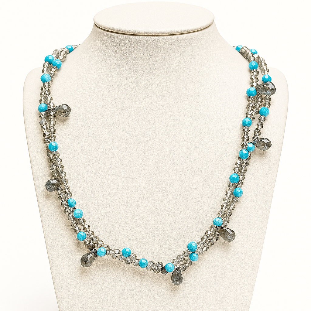 Edelsteinkette mit Labradorit und chinesischem Türkis