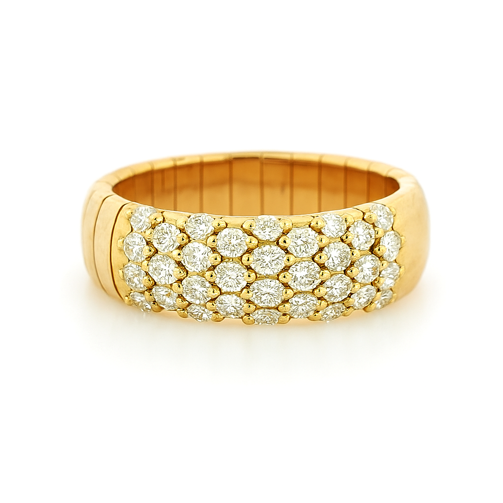Ring mit Brillanten 0,96 ct. und Strech für das angenehmste Tragegefühl in 18 Karat Rotgold