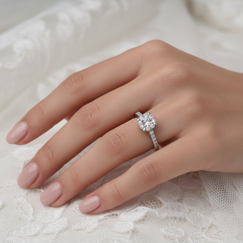 Ring in 18 Karat Weißgold mit 21 Brillanten 0,47 ct.