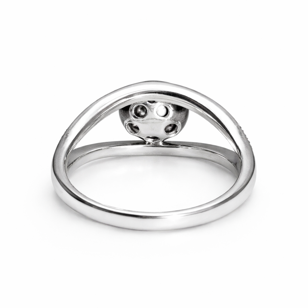 Ring mit Tahitizuchtperle 10-11mm und Brillanten 0,41 ct aus 18 Karat Weißgold
