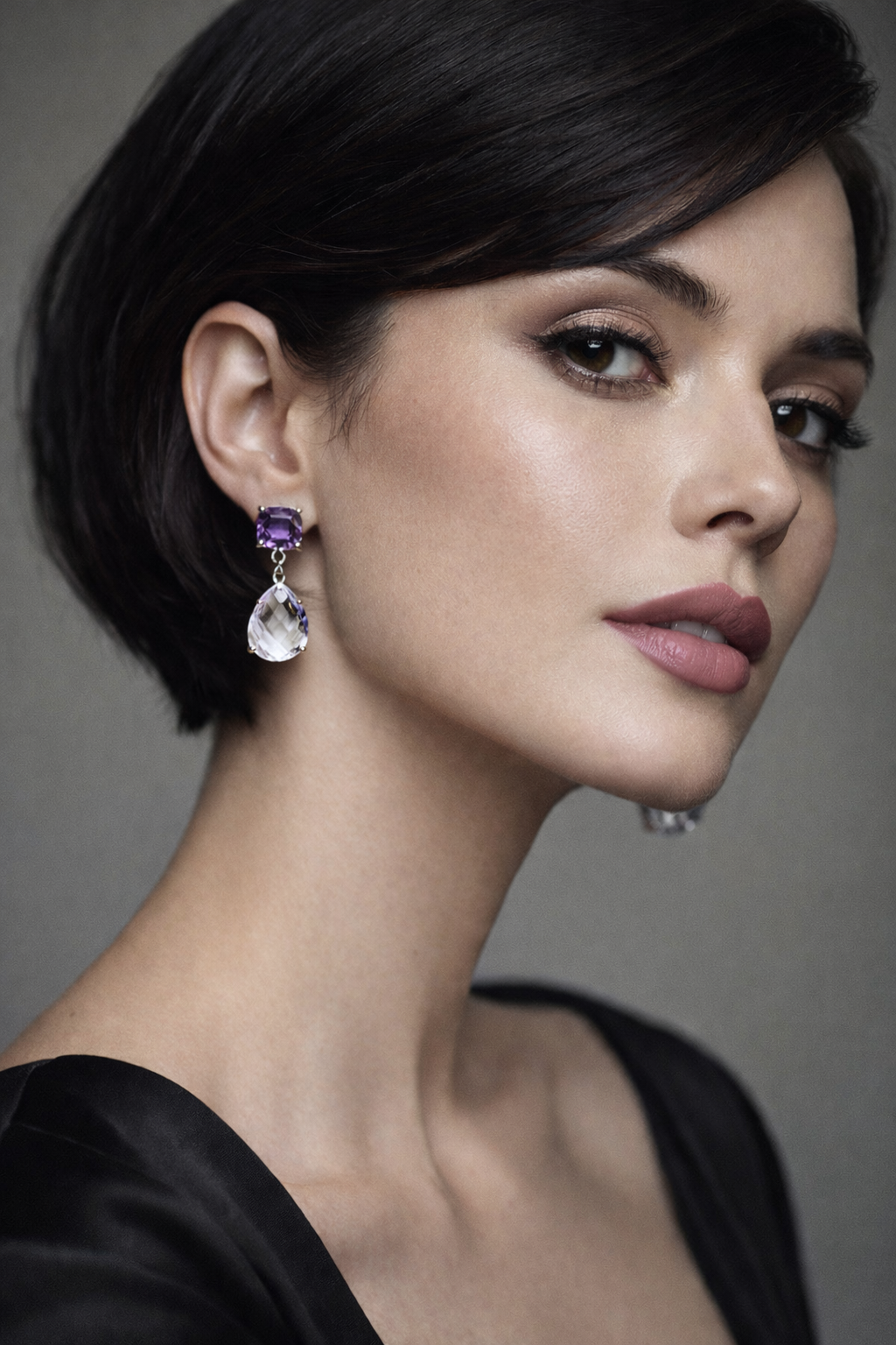 Ohrschmuck mit Kunzit und Amethyst