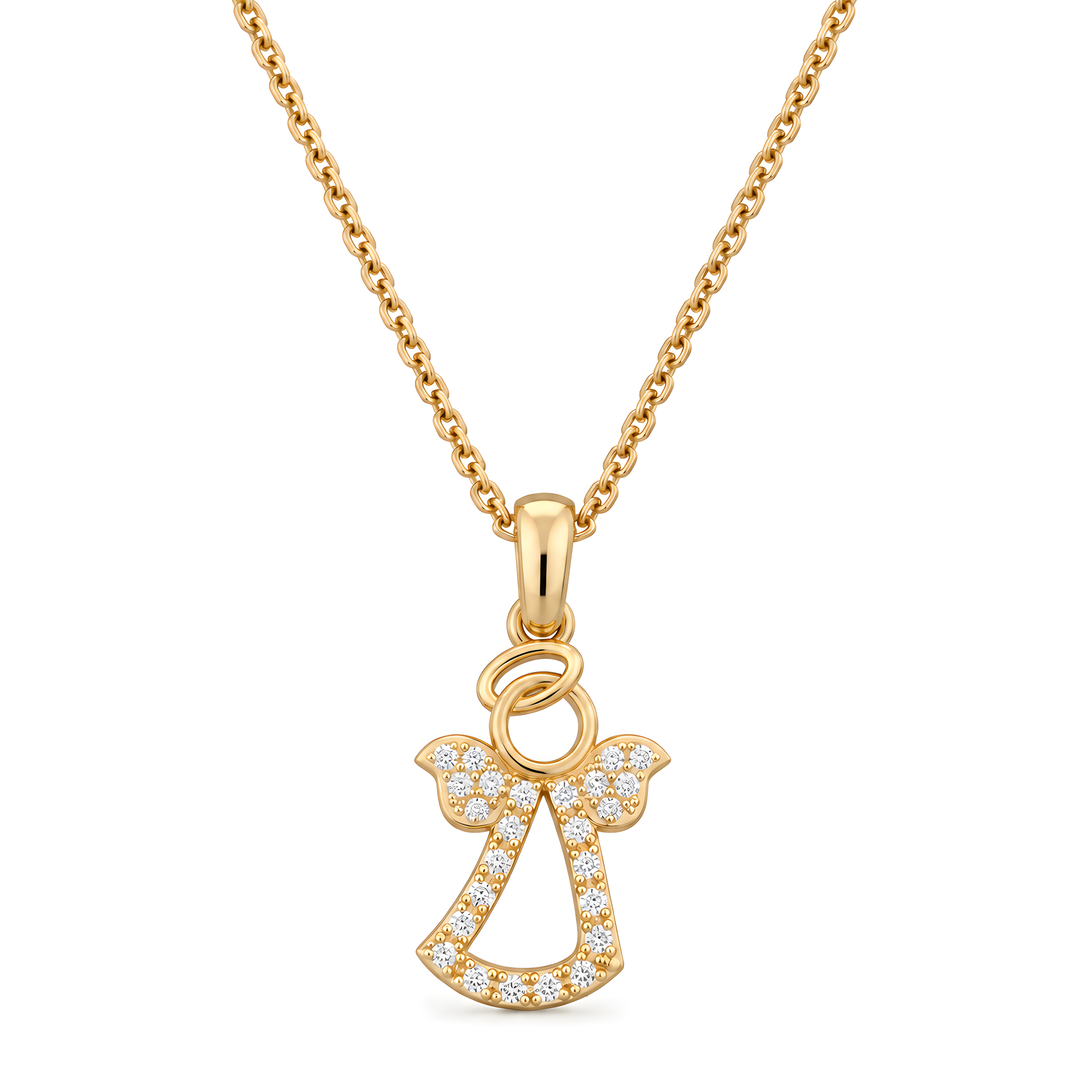 Anhänger Schutzengel mit Zirkonia in 14 Karat Gelbgold