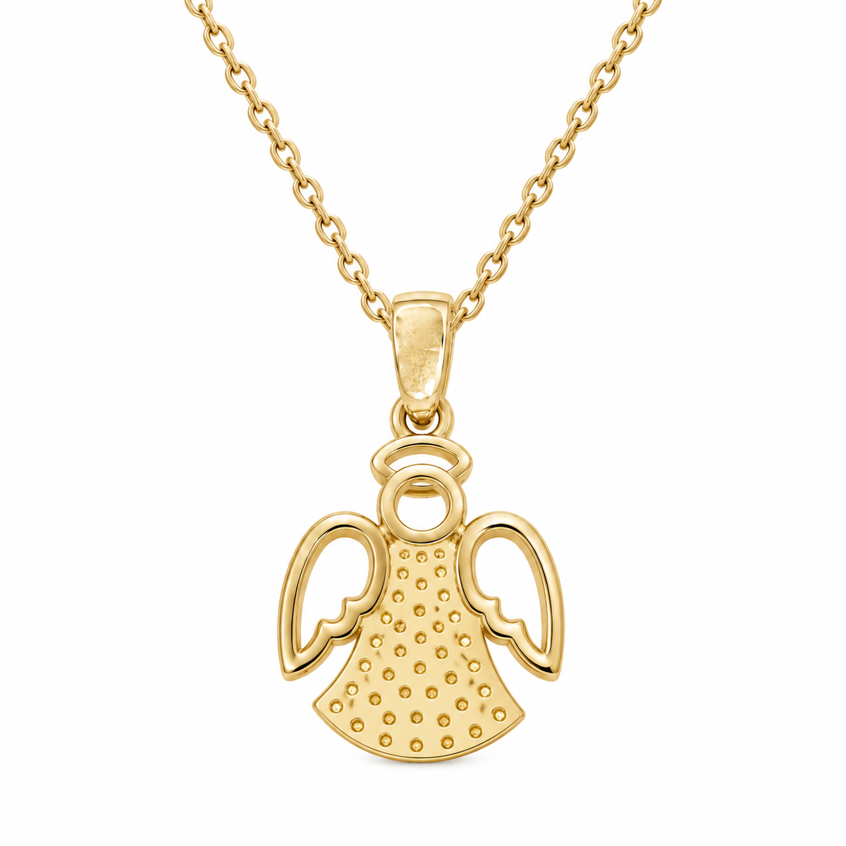 Anhänger Schutzengel, Kleid mit Zirkonia in 14 Karat Gelbgold