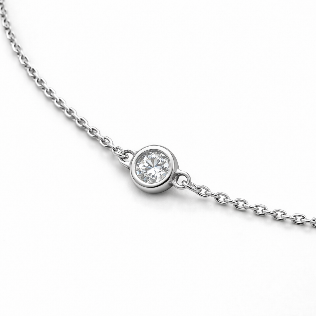 Armband mit Brillant 0,12 ct in 18 Karat Weißgold