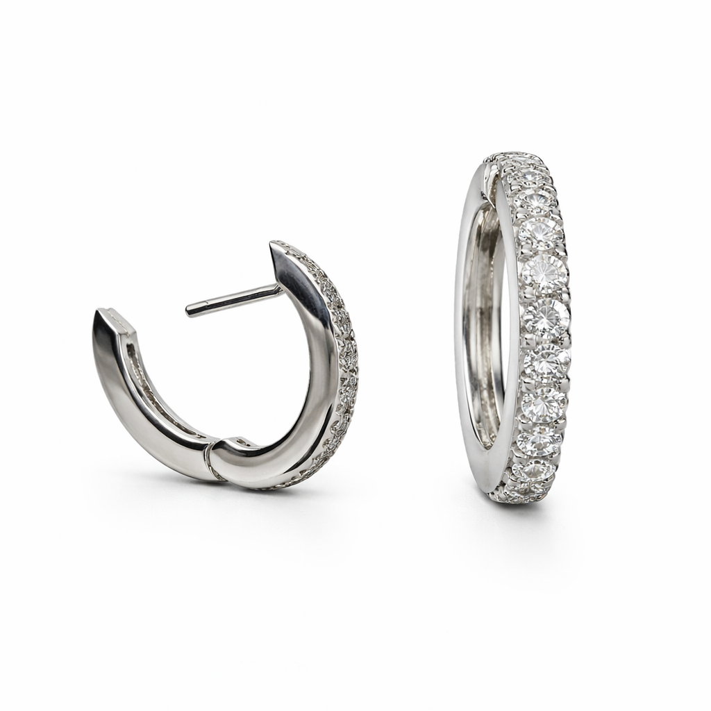 Creolen in 18 Karat Weißgold mit Brillanten 0,18 ct
