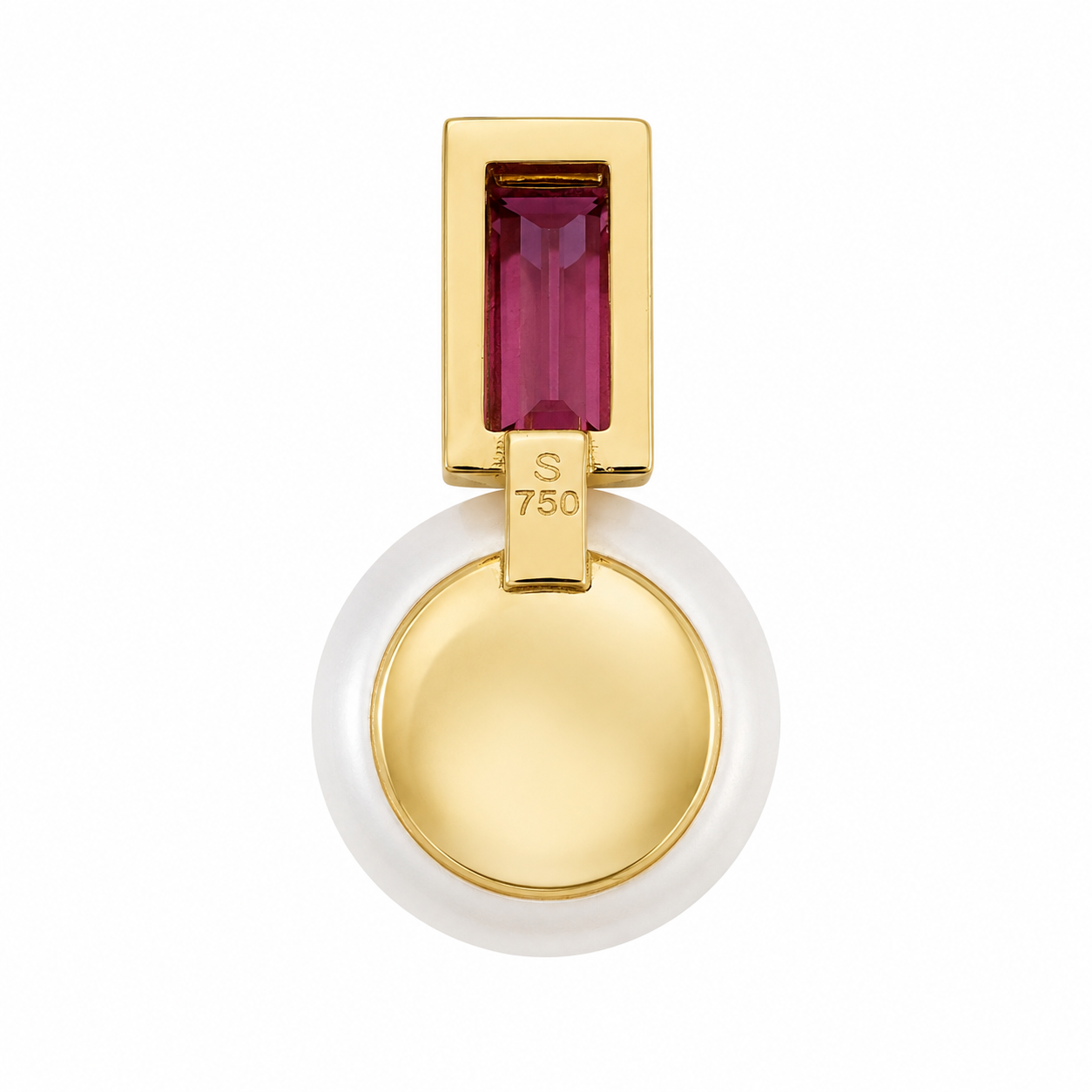 Anhänger mit Perlen 10,04ct. und Rhodolith 0,66ct. in 18 Karat Gelbgold