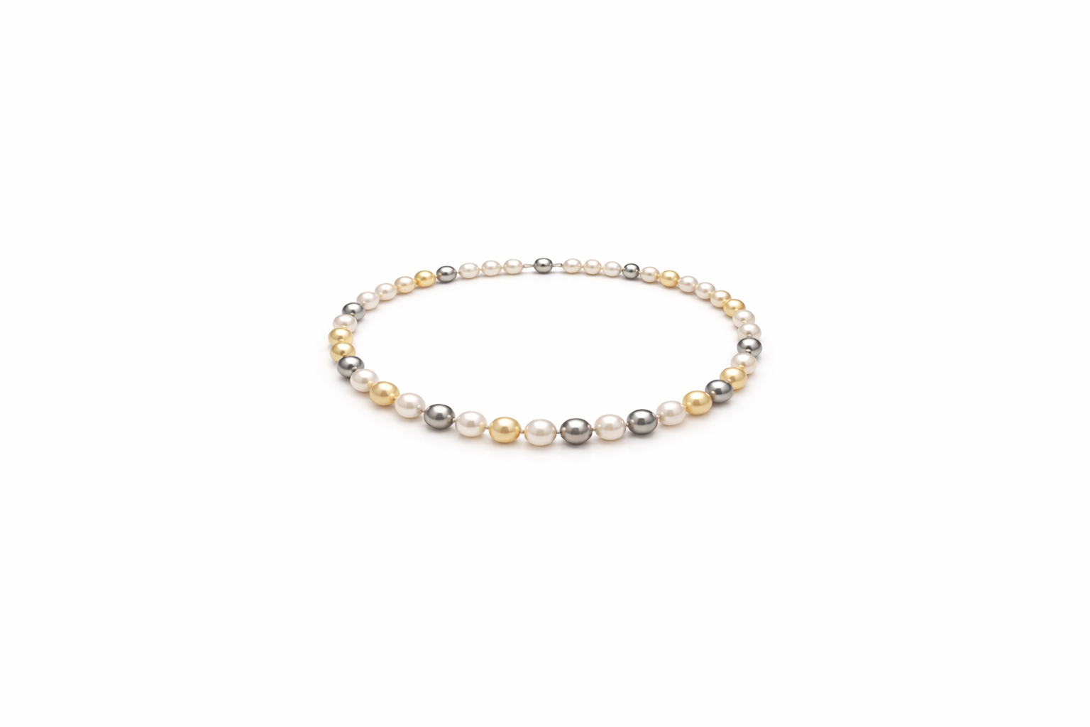 Südsee-Tahiti-Perlencollier multicolor mit 585 Weißgoldschließe