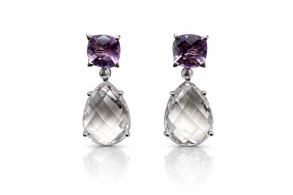 Ohrschmuck mit Kunzit und Amethyst