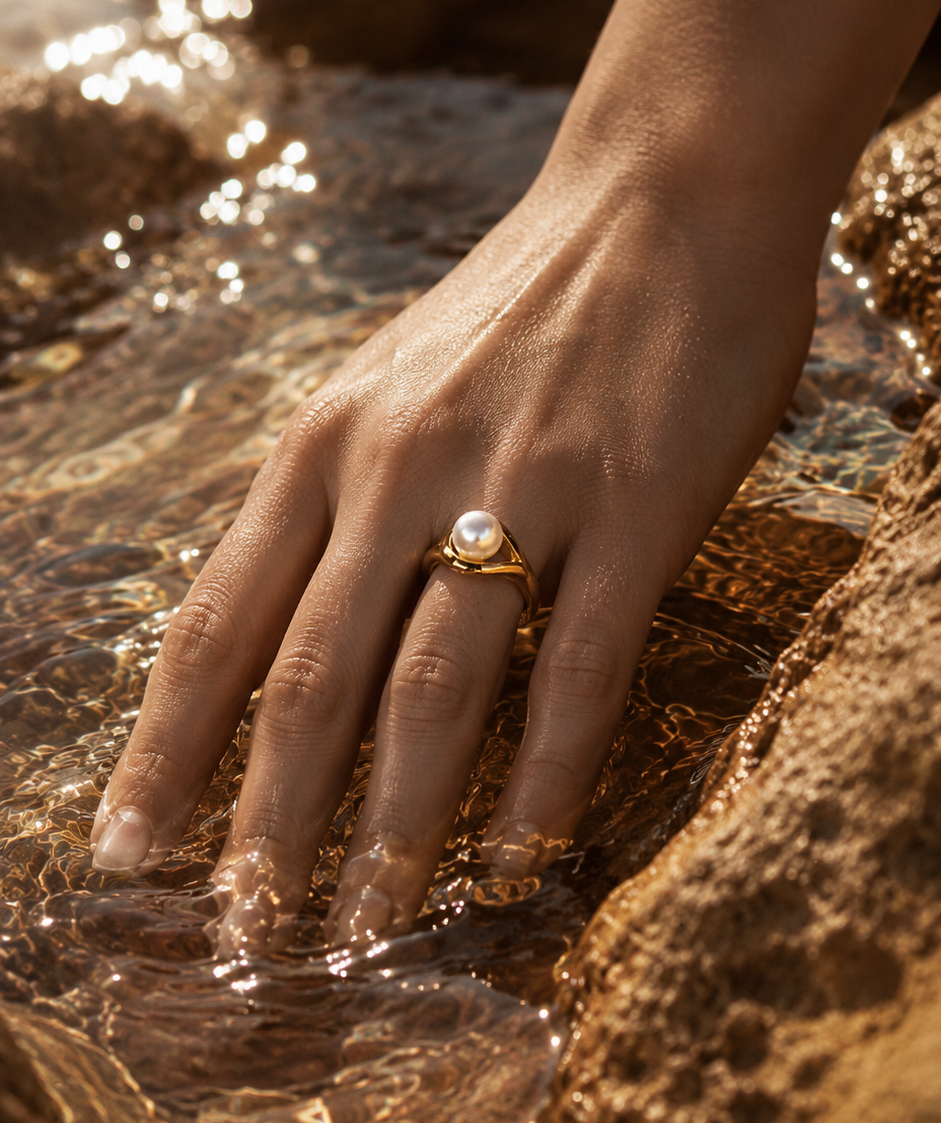 Ring mit Süsswasserzuchtperle in 18 Karat Gelbgold