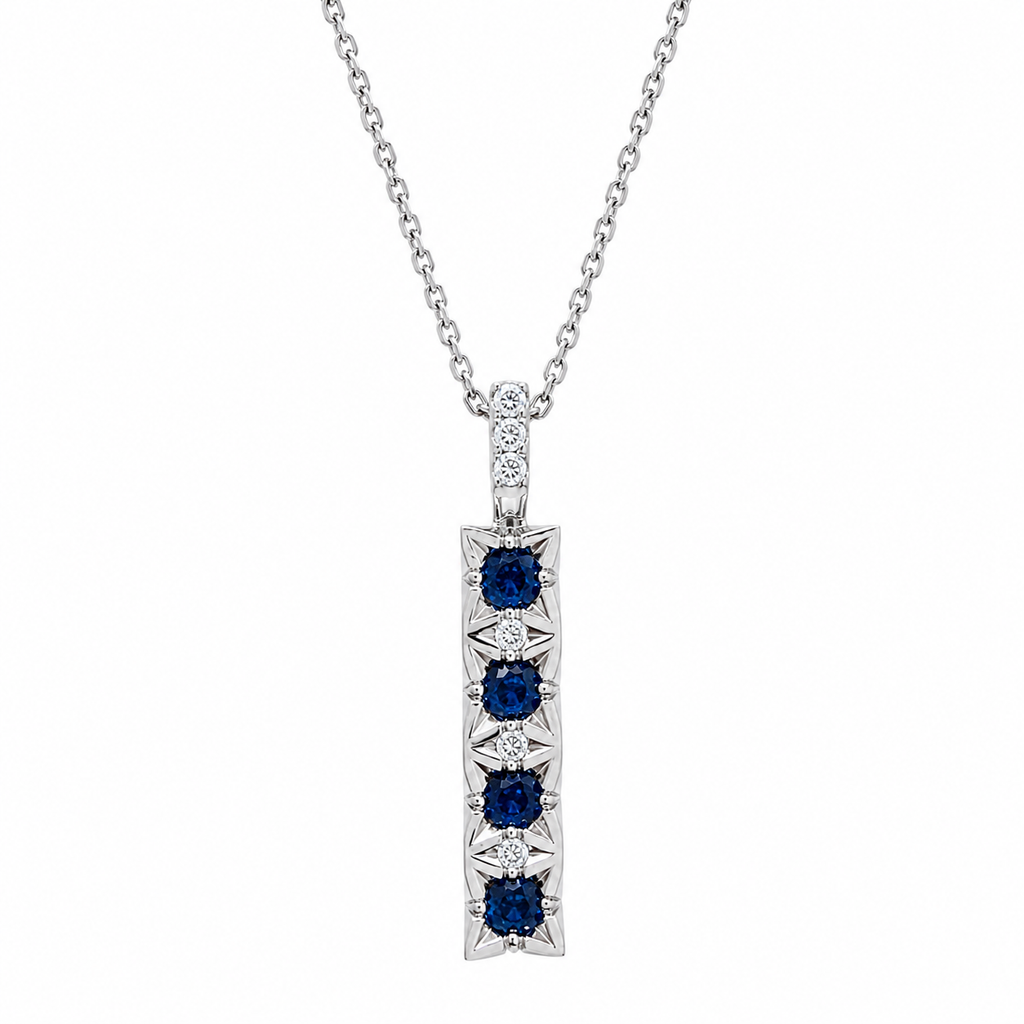 Anhänger mit Saphir 0,55 ct. und Brillanten in 18 Karat Weissgold