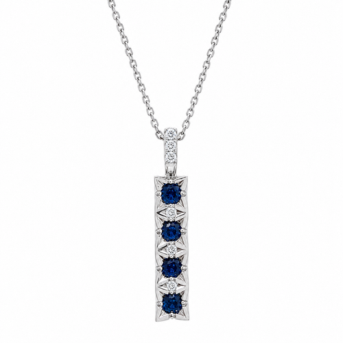 Anhänger mit Saphir 0,55 ct. und Brillanten in 18 Karat Weissgold
