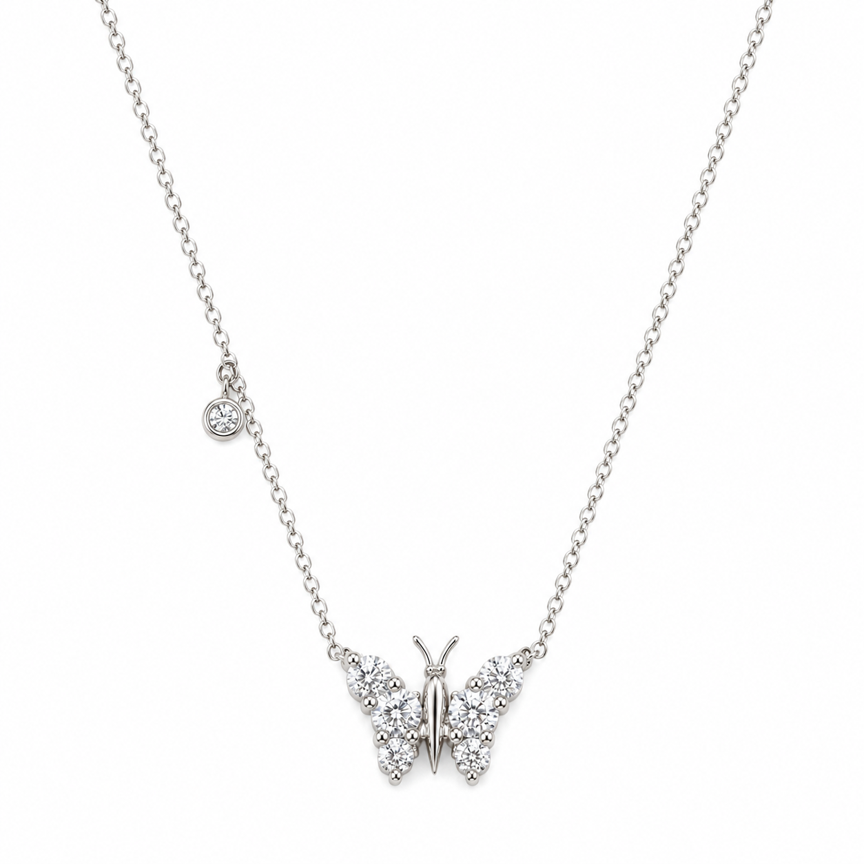 Collier mit Schmetterlingsanhänger und Brillanten in 18 Karat Weissgold