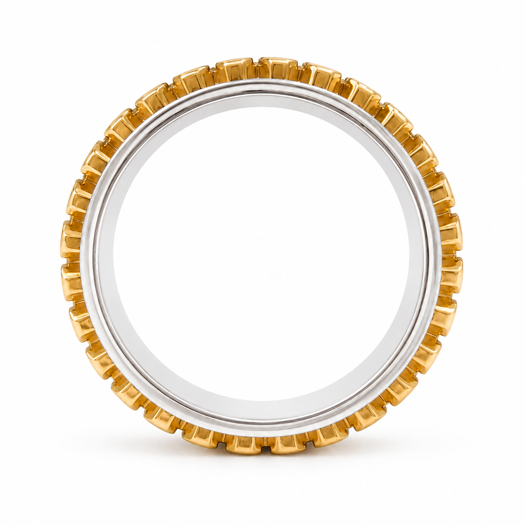 Ring mit drehbaren Schienen (individualisierbar) aus 18 Karat Gold mit 31 Brillanten 0,85 ct.