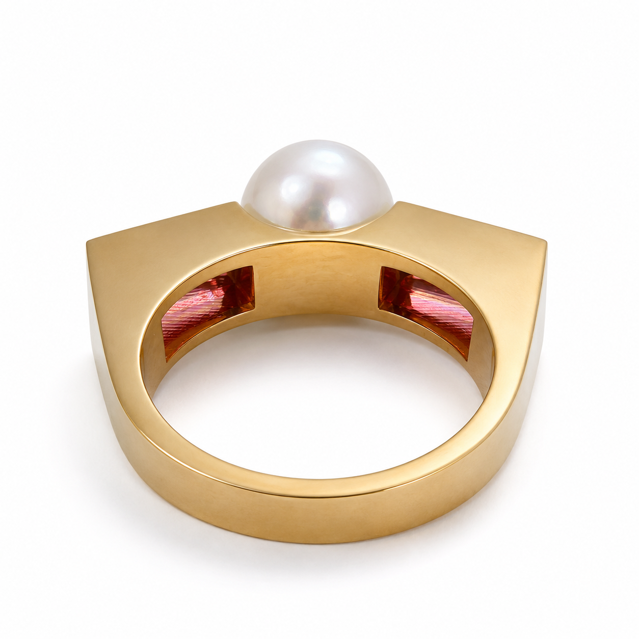Ring mit Perle 6,44ct. und Rhodolith 1,40ct.