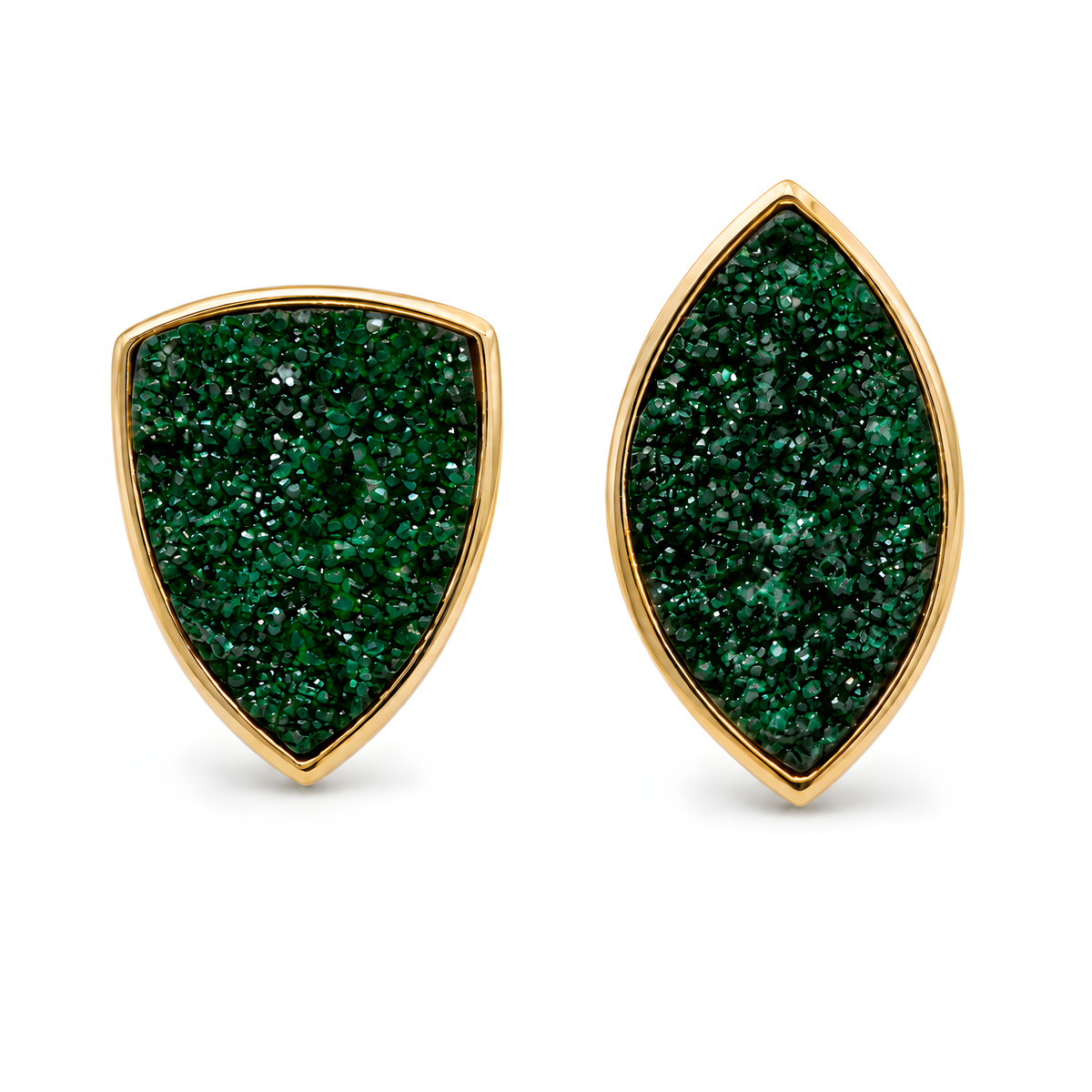 Ohrschmuck mit Uwarowit in 14 Karat Gelbgold