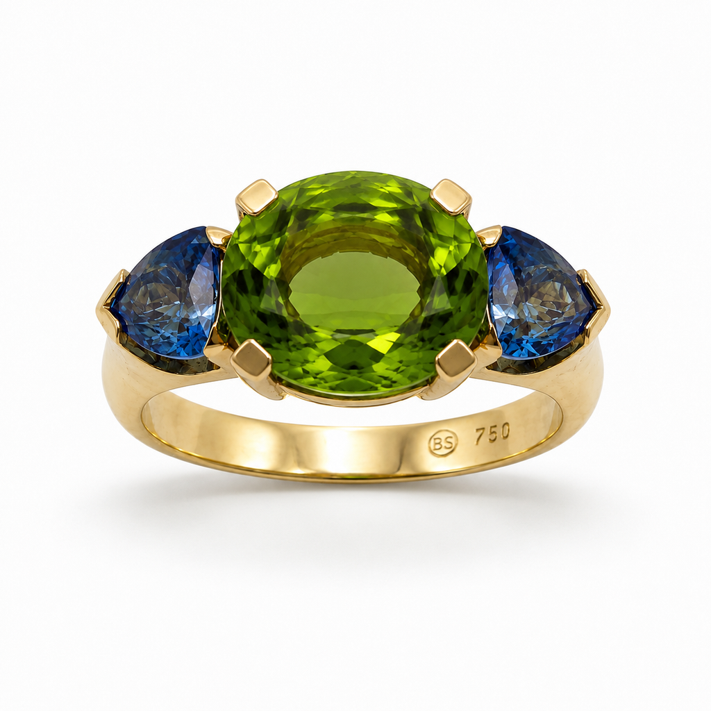 Ring mit Peridot und Aqua in 18 Karat Gelbgold