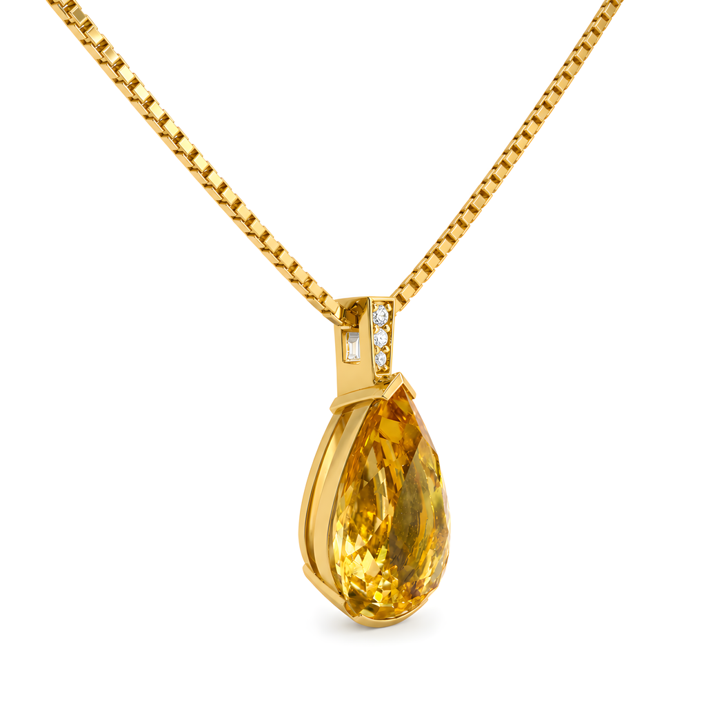 Anhänger mit Citrin 4,99ct. und Brillanten 0,03ct. in 18 Karat Gelbgold