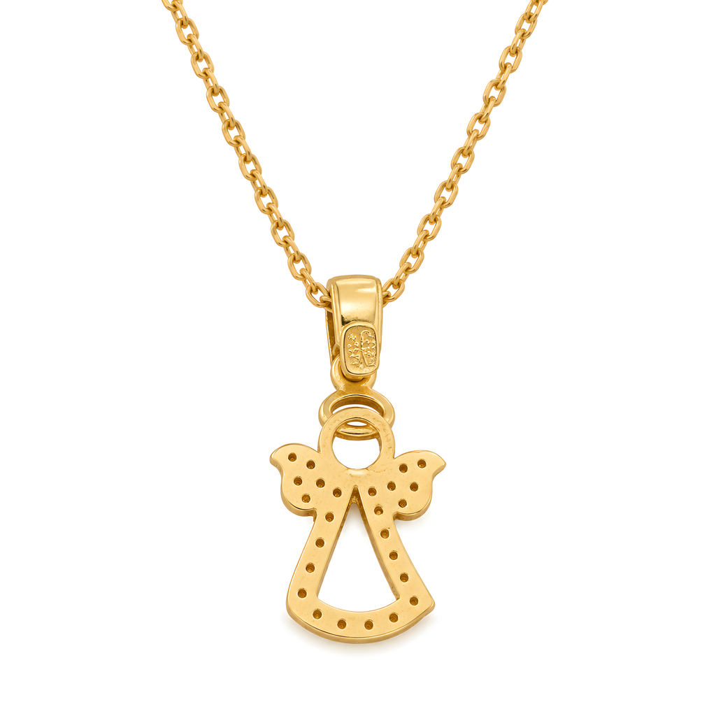 Anhänger Schutzengel mit Zirkonia in 14 Karat Gelbgold