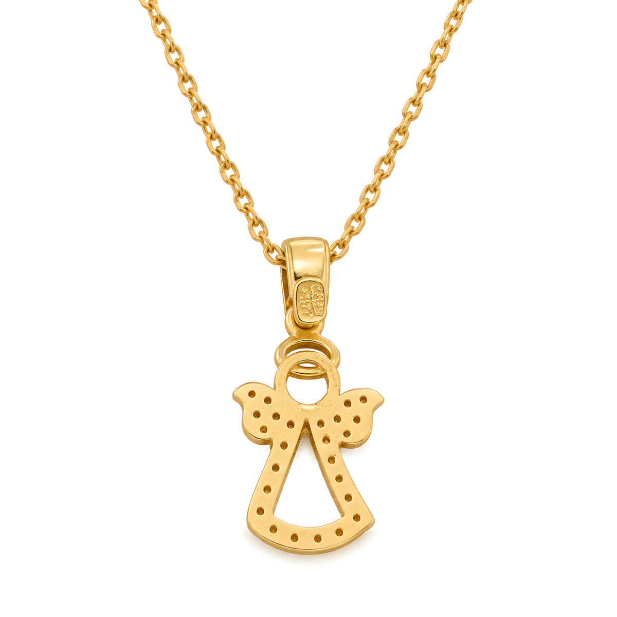 Anhänger Schutzengel mit Zirkonia in 14 Karat Gelbgold