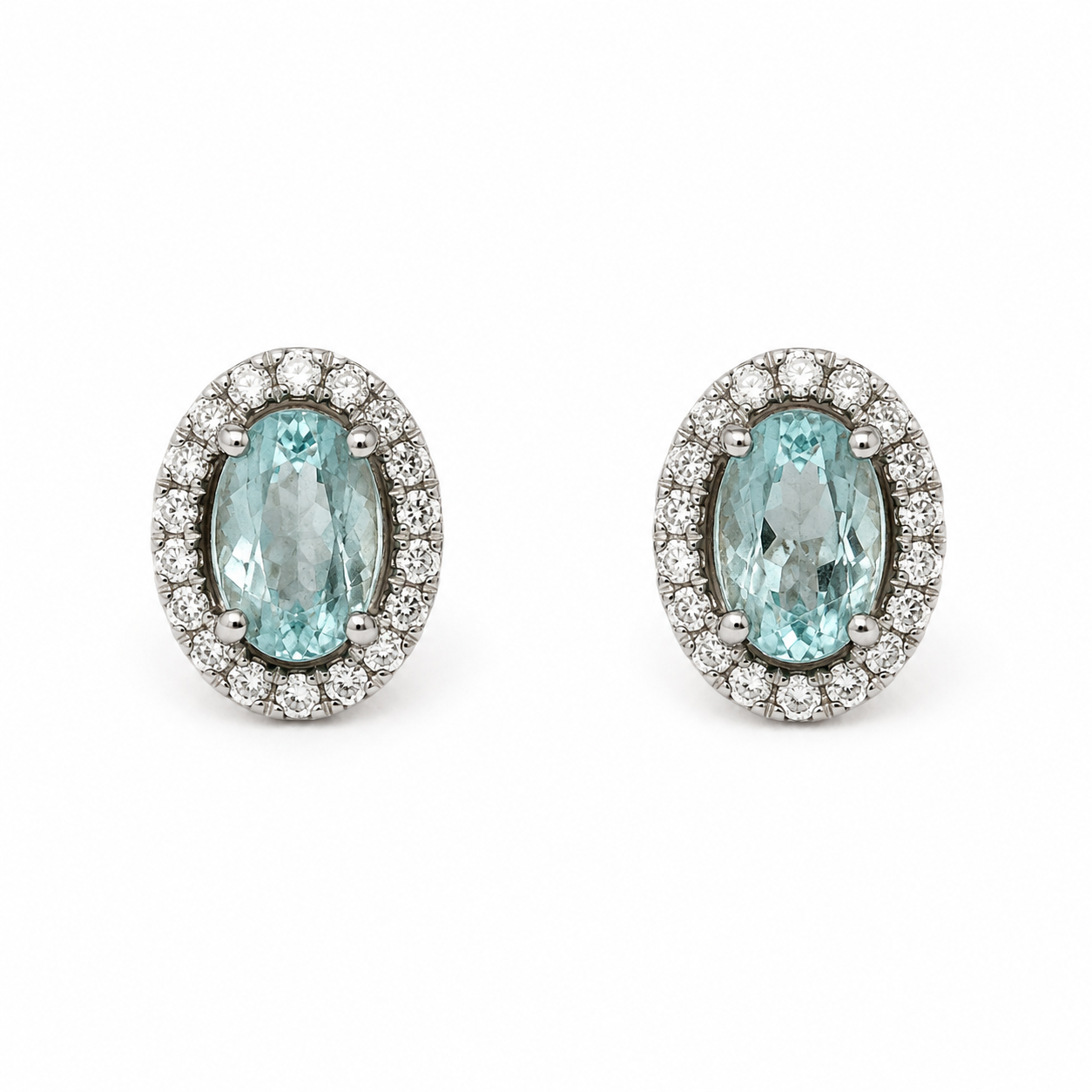 Ohrstecker mit Paraiba Turmalin 0,83 ct und Brillanten 0,18 ct in 18 Karat Weißgold
