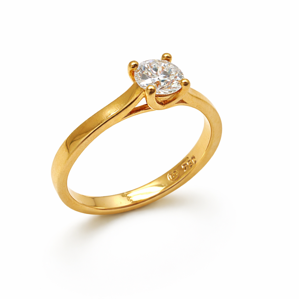 Ring mit natürlichem Brillant 0,50 ct. in 18 Karat Gelbgold handgefertigt