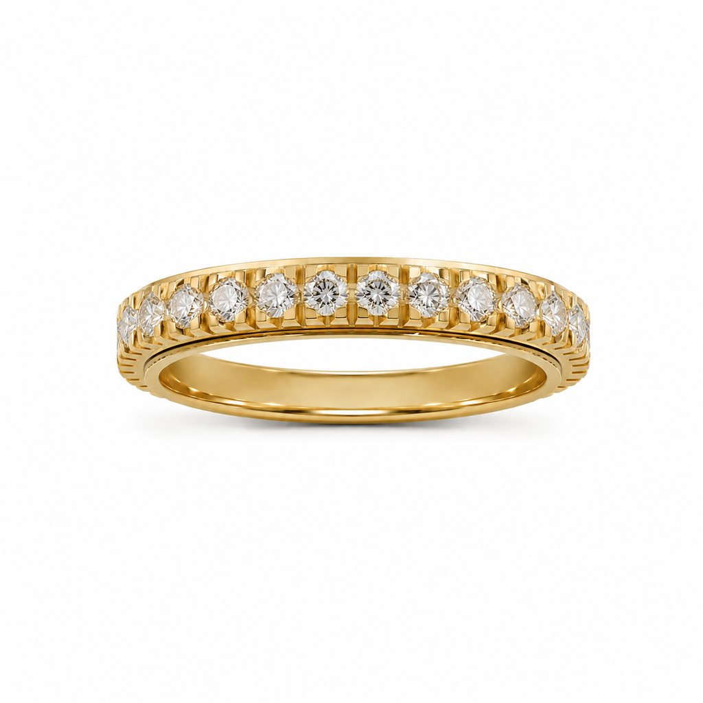 Ring mit drehbaren Schienen (individualisierbar) aus 18 Karat Gold mit 34 Brillanten 0,72 ct.