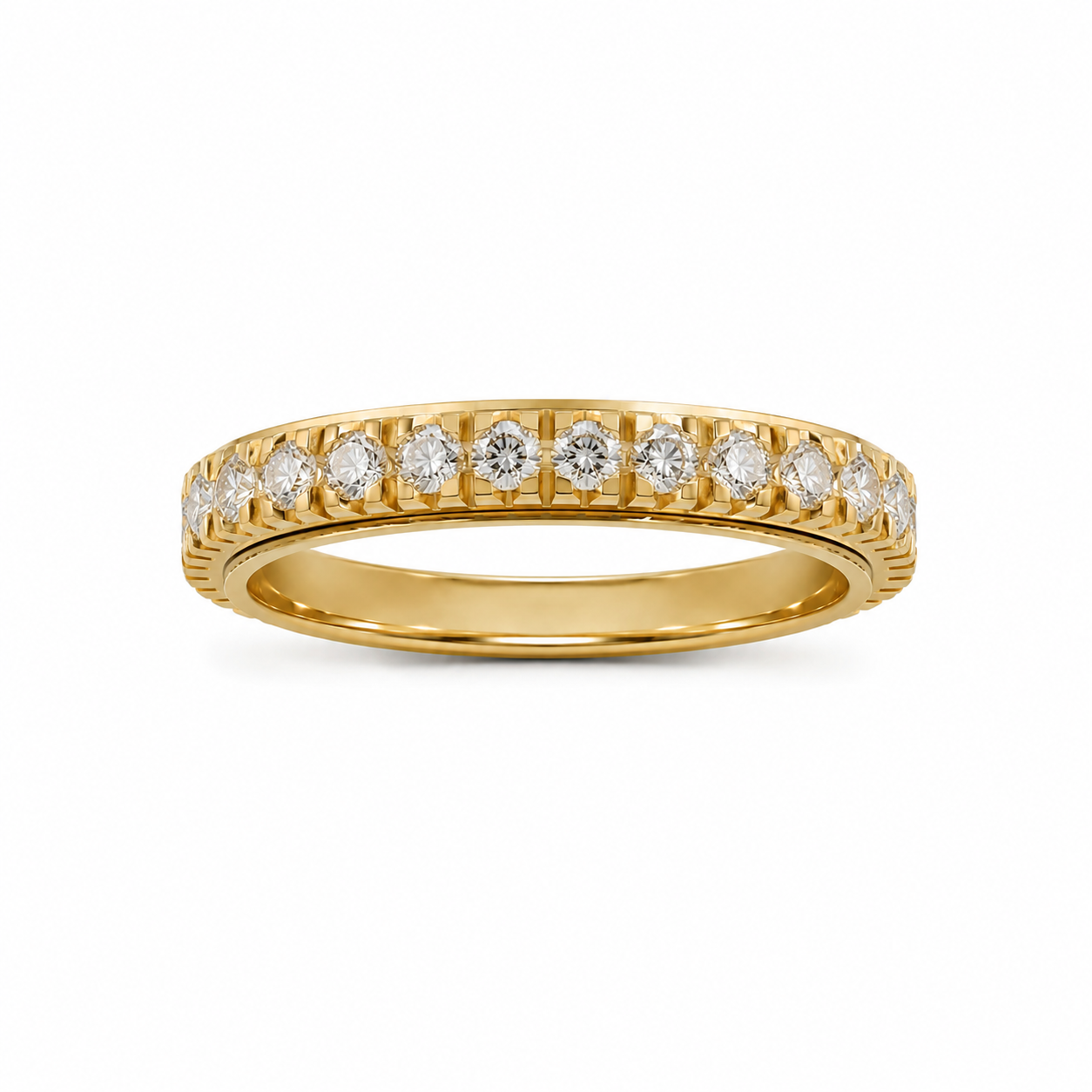 Ring mit drehbaren Schienen (individualisierbar) aus 18 Karat Gold mit 34 Brillanten 0,72 ct.