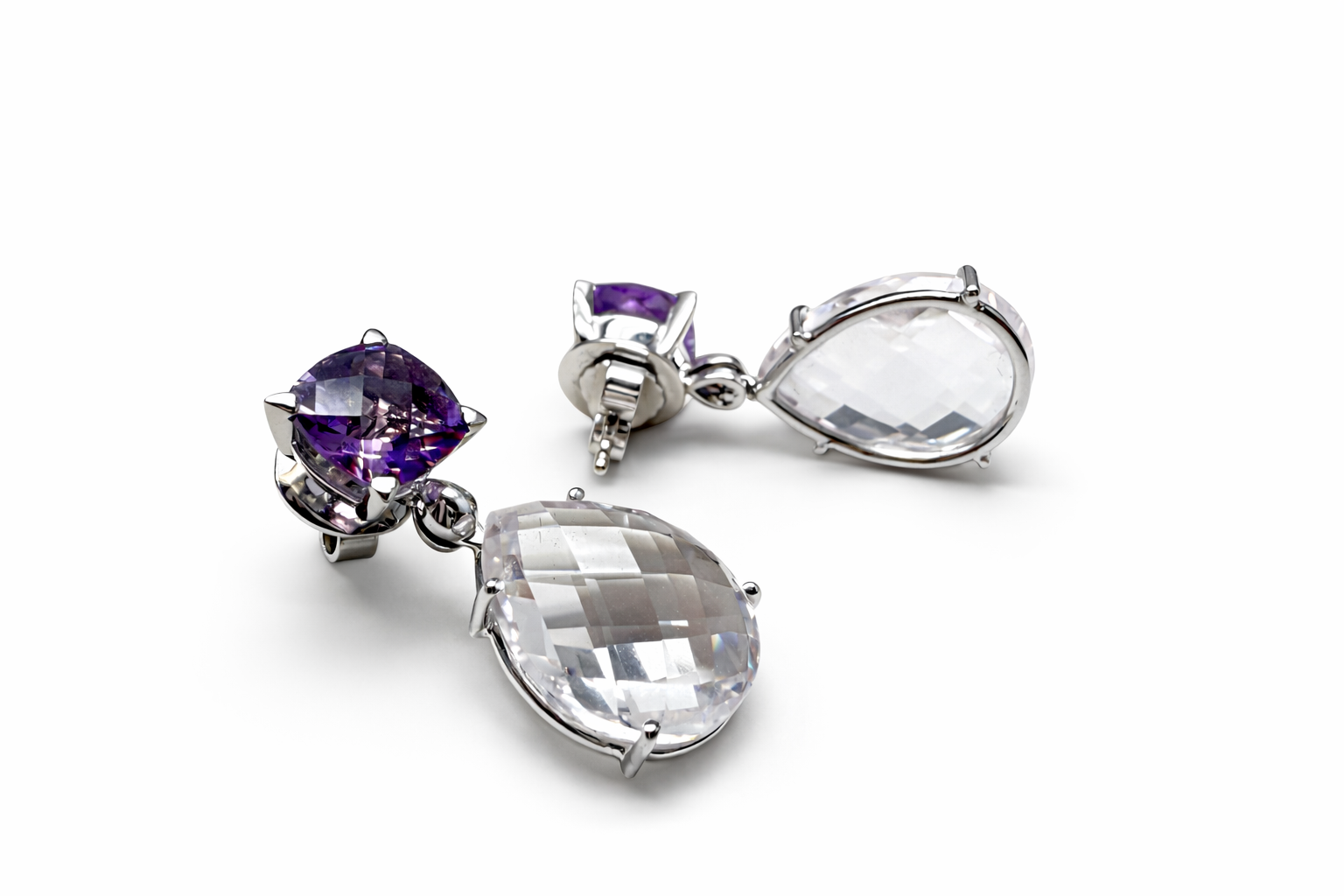 Ohrschmuck mit Kunzit und Amethyst