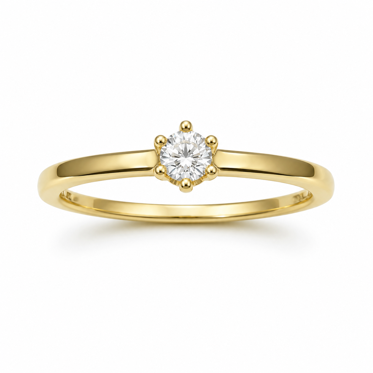 Ring mit Brillant 0,100 ct. in 14 Karat Gelbgold