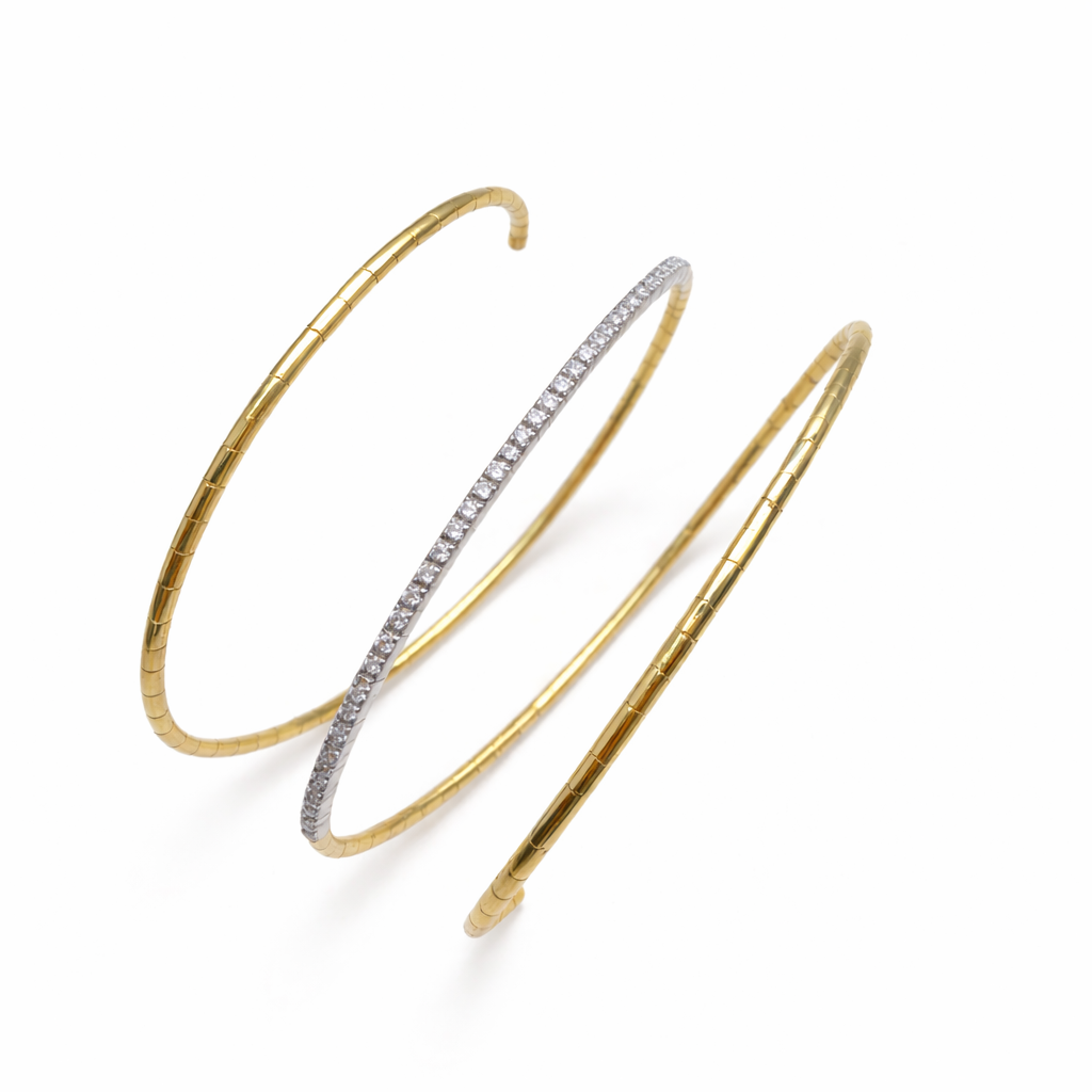 3-reihiger Gelbgold Armreif 13,45 g mit 0,53 ct Brillanten