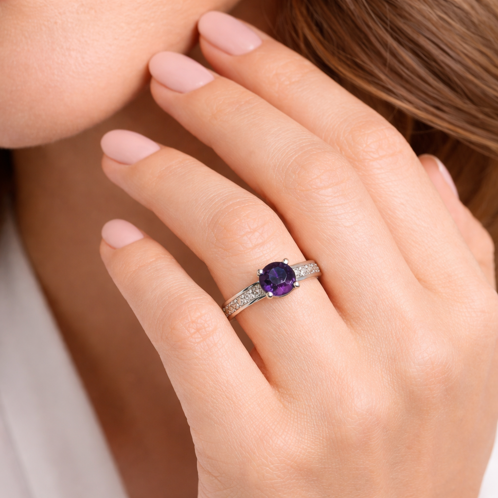 Ring mit Saphir 0,96 ct und 0,09 ct Brillanten