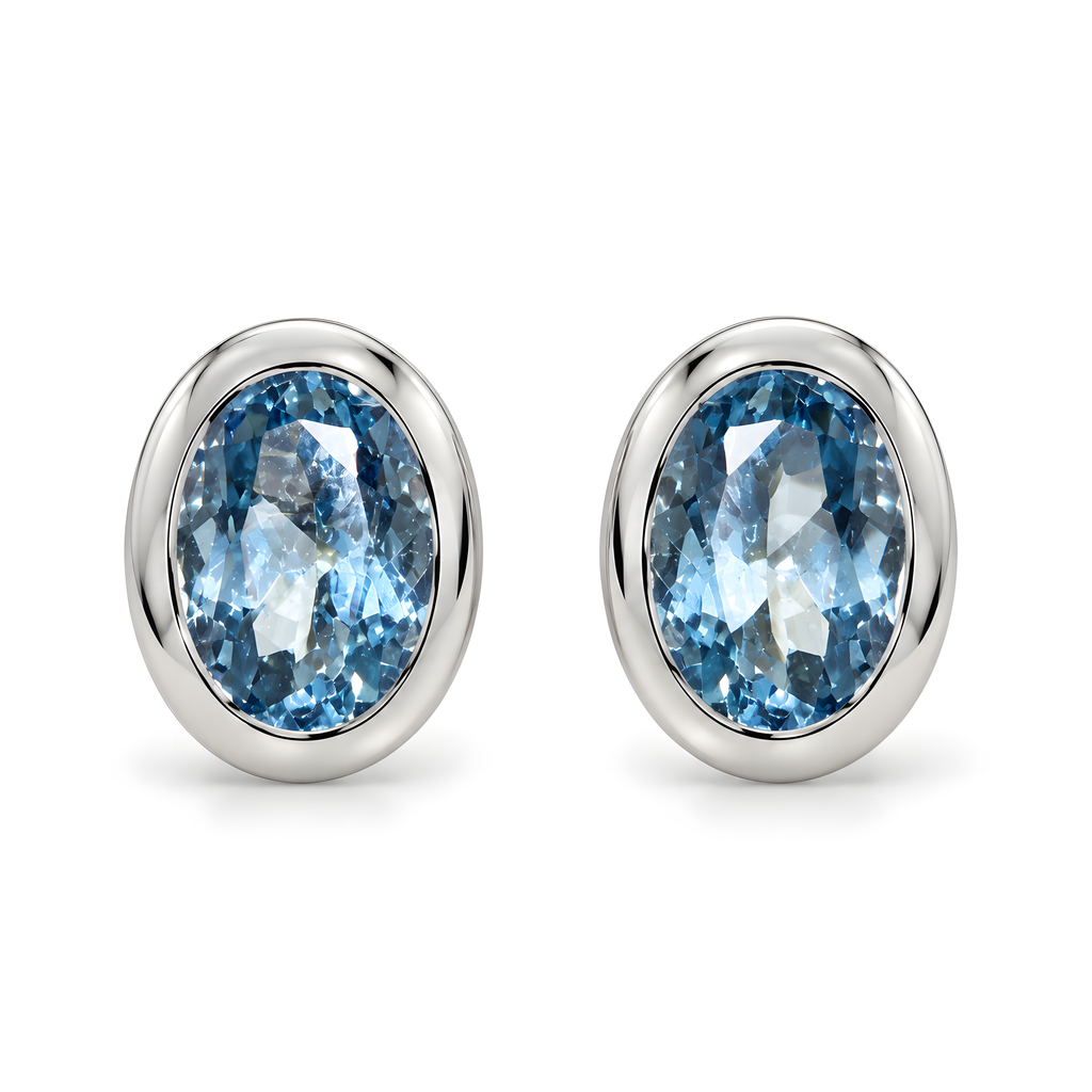 Ohrschtecker mit Aquamarin 1,56 ct. in 18 Karat Weissgold