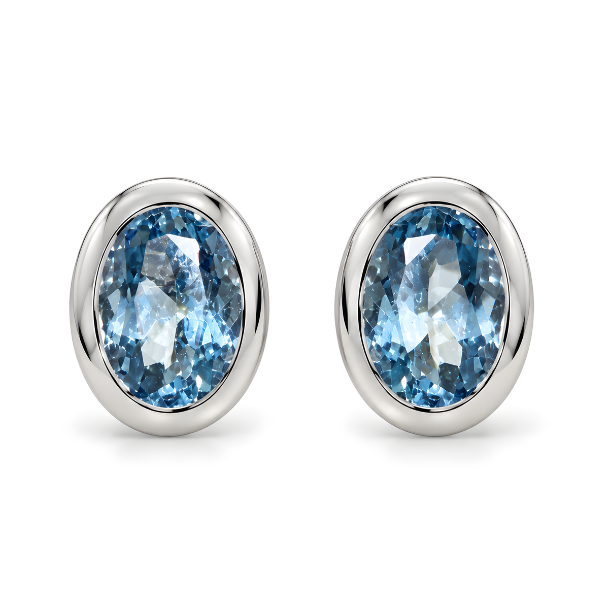 Ohrschtecker mit Aquamarin 1,56 ct. in 18 Karat Weissgold
