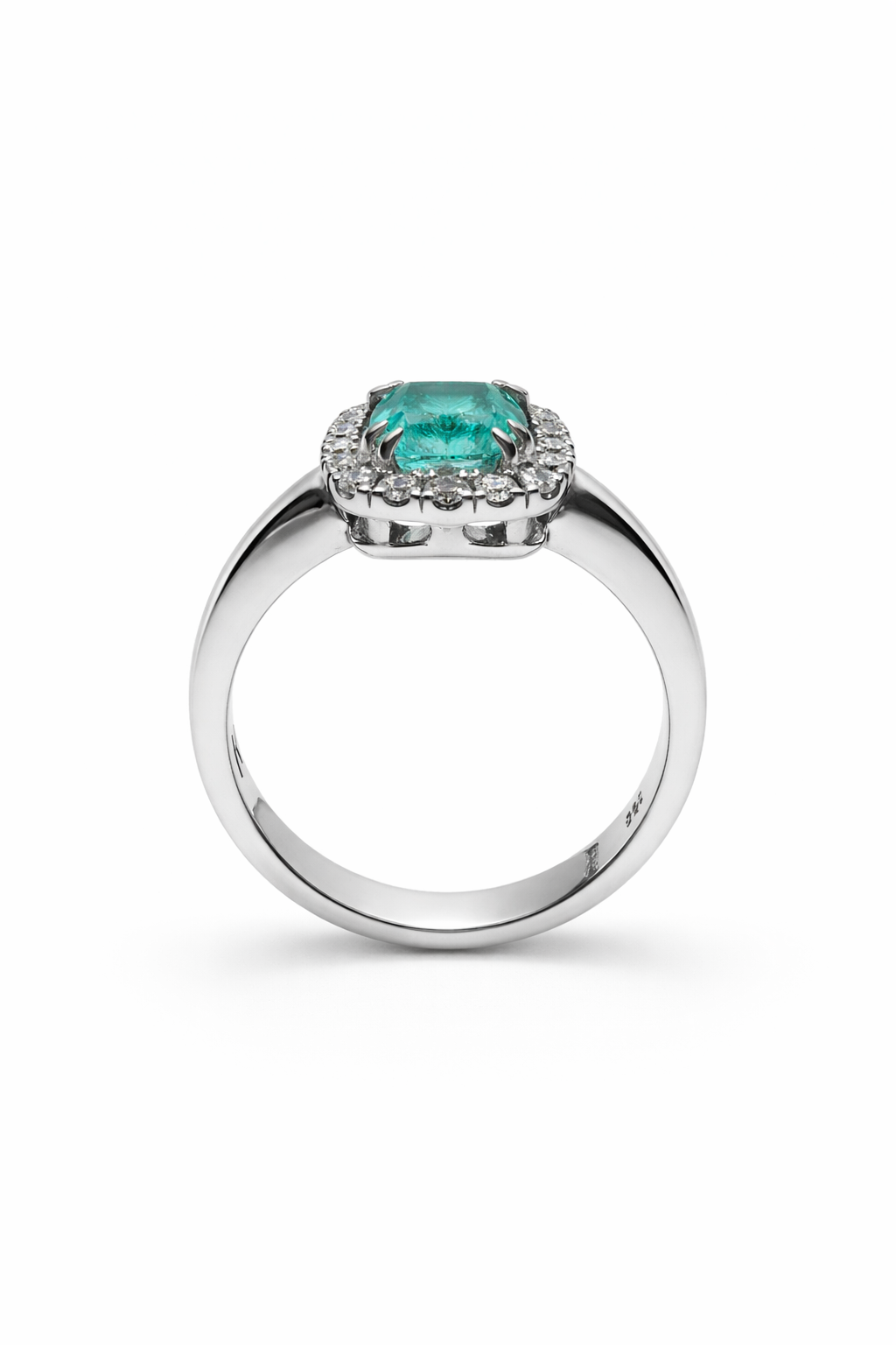 Ring mit Paraiba Turmalin 1,47 ct. und Brillanten 0,48 ct. in 18 Karat Weißgold