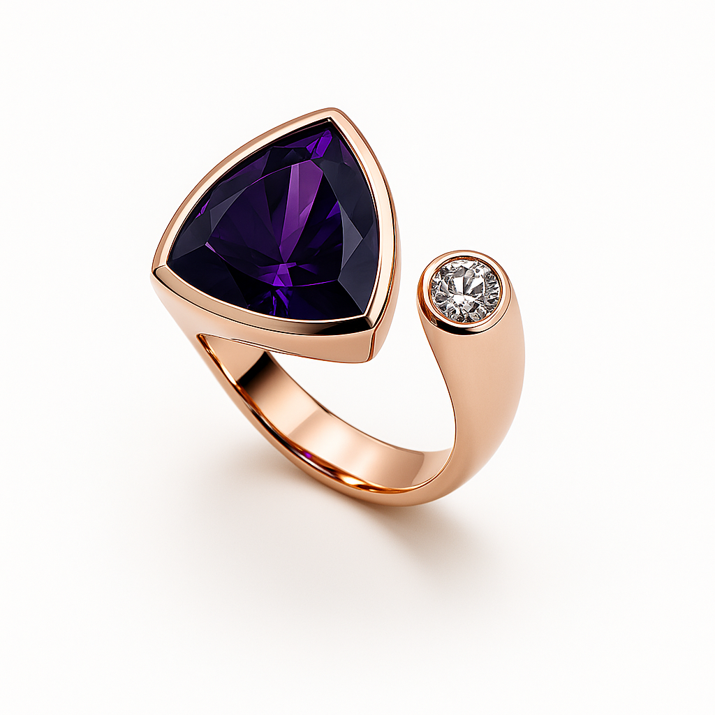 Ring mit Amethyst und Brillant in 18 Karat Rosegold