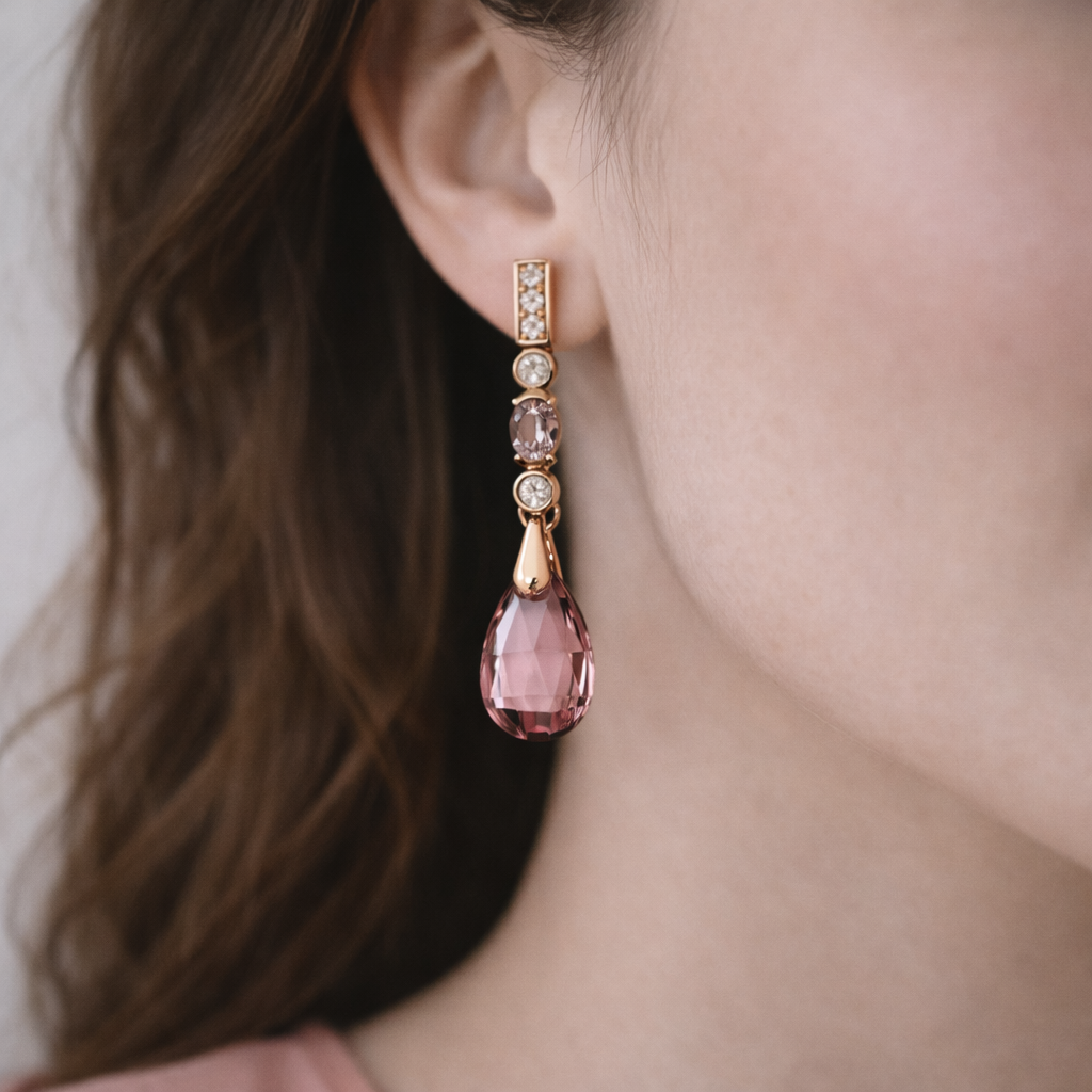 Ohrschmuck mit Zirkonen und Brillanten 0,36 ct aus 18 Karat Roségold