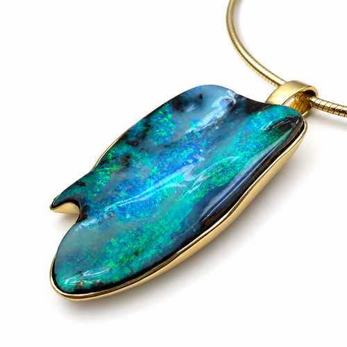 Anhänger mit Boulderopal 17,60 gr. in 18 Karat Gelbgold