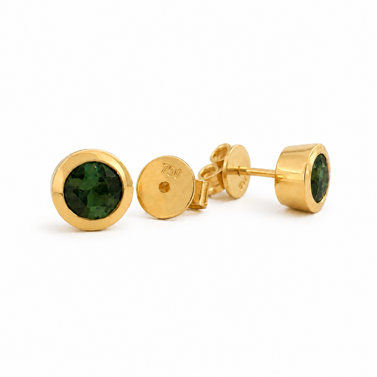 Ohrstecker mit grünem Turmalin 0,87ct. in 18 Karat Gelbgold
