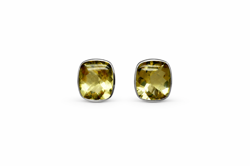 Ohrstecker mit Lemonquarz 23,48 ct. aus 18 Karat Weißgold Clip