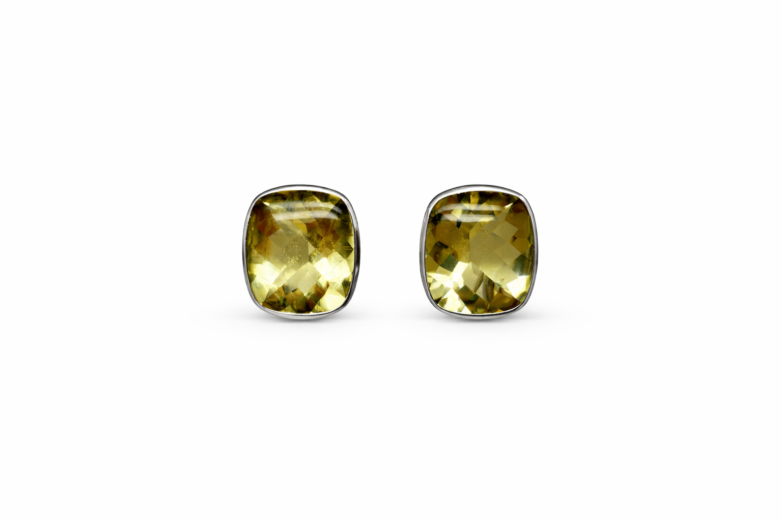 Ohrstecker mit Lemonquarz 23,48 ct. aus 18 Karat Weißgold Clip