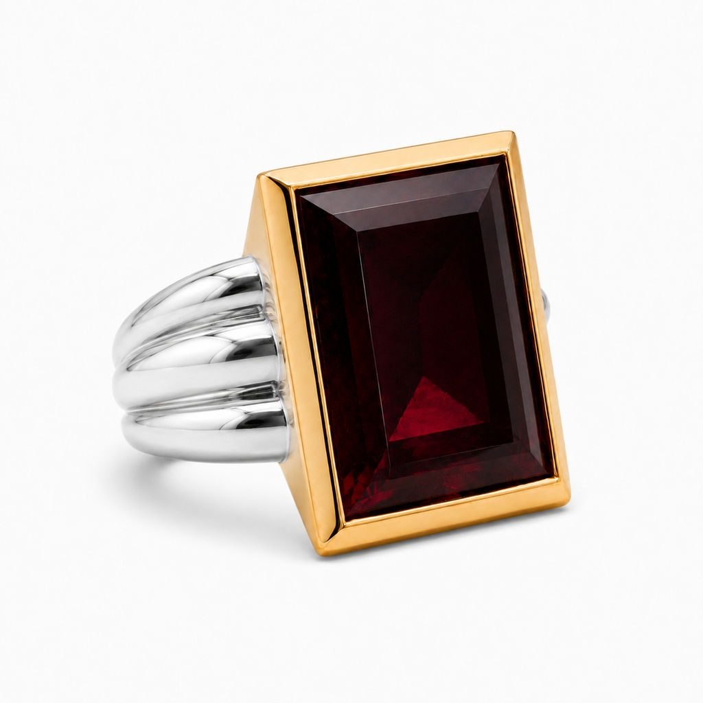 Ring mit Rhodolith 10,64 ct. in 18 Karat Roségold und Weissgold