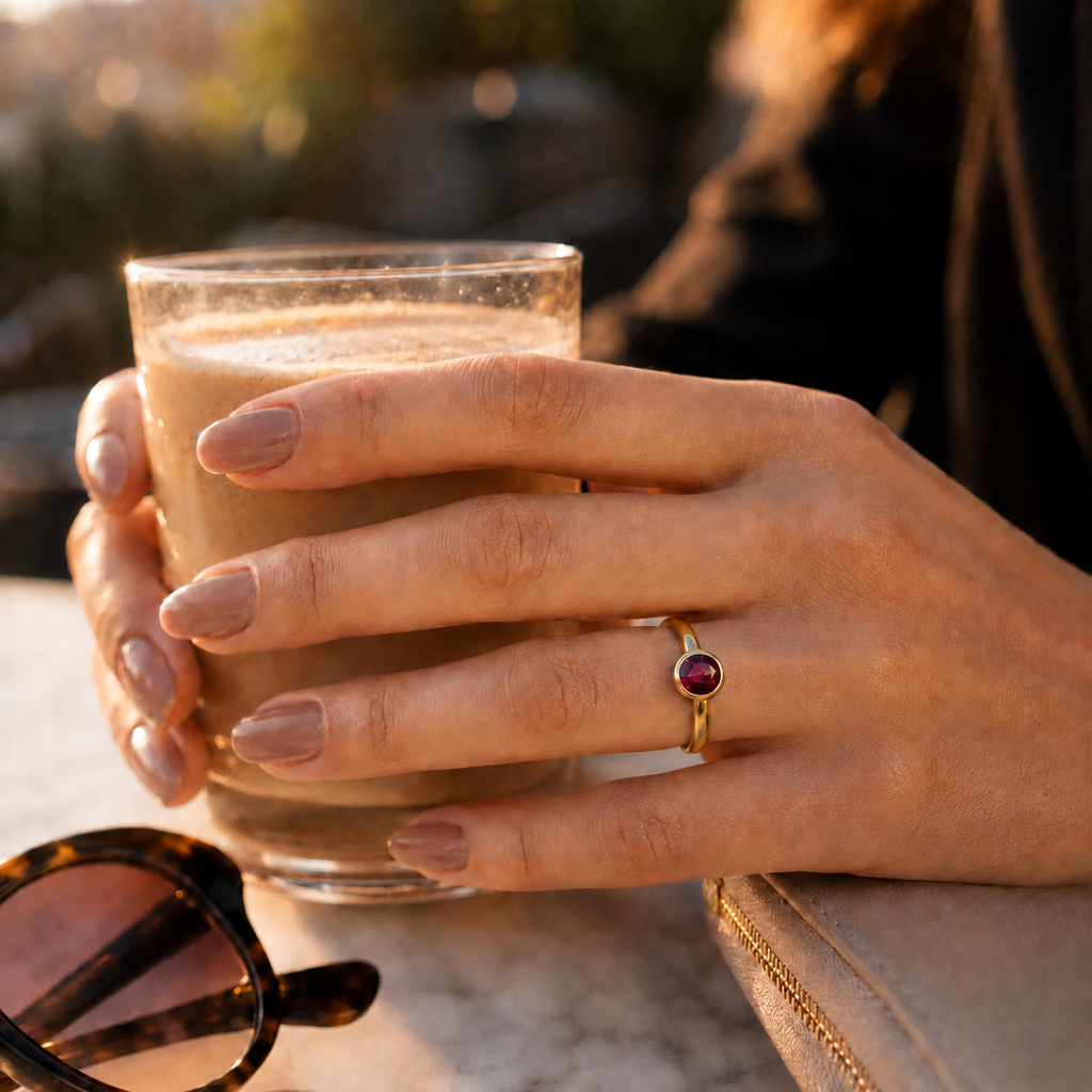 Ring mit Rubin in 18 Karat Gelbgold