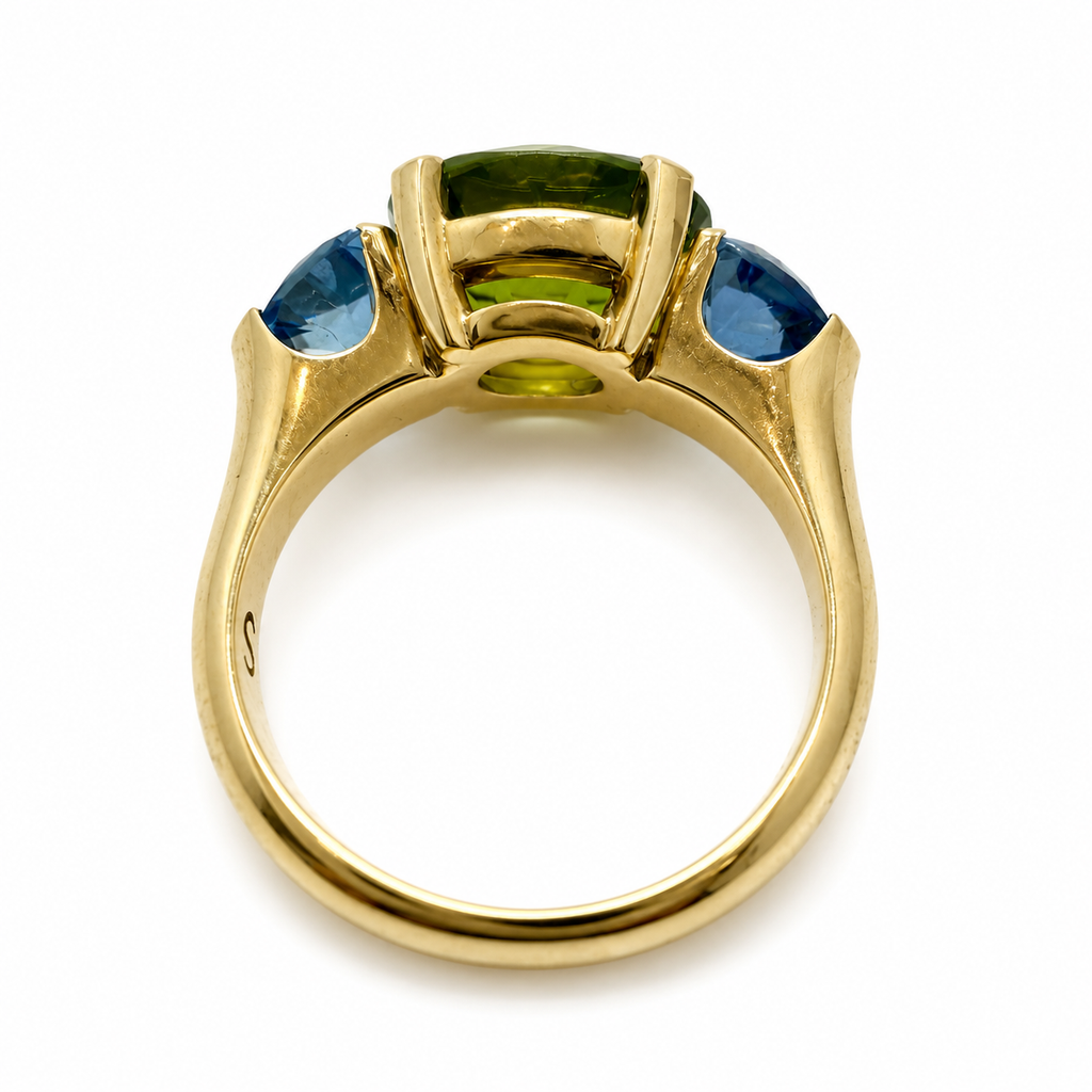 Ring mit Peridot und Aqua in 18 Karat Gelbgold