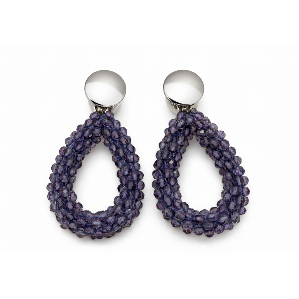 Ohrschmuck mit Iolith und Silberoberteil
