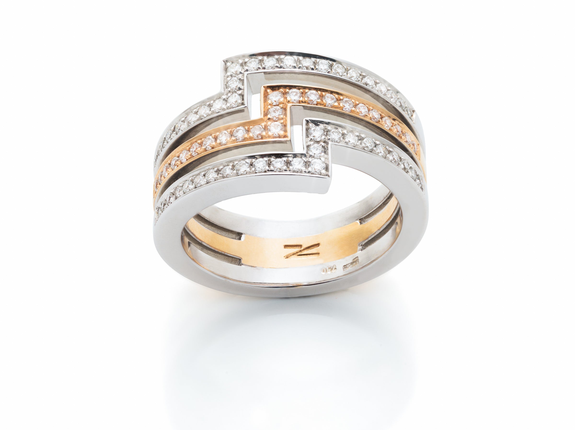 Ring in 18 Karat Weiß- und Rotgold mit Brillanten
