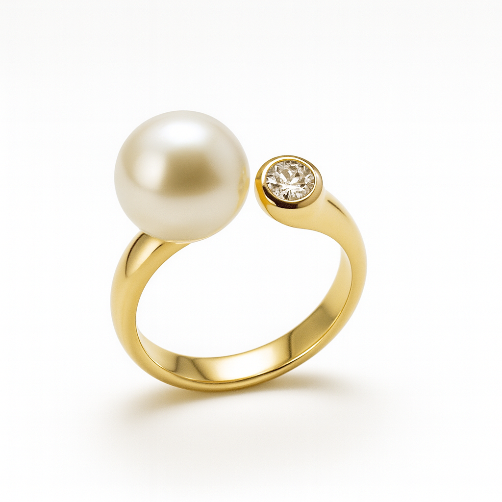 Ring mit Süßwasserperle und Brillant 0,21 ct.