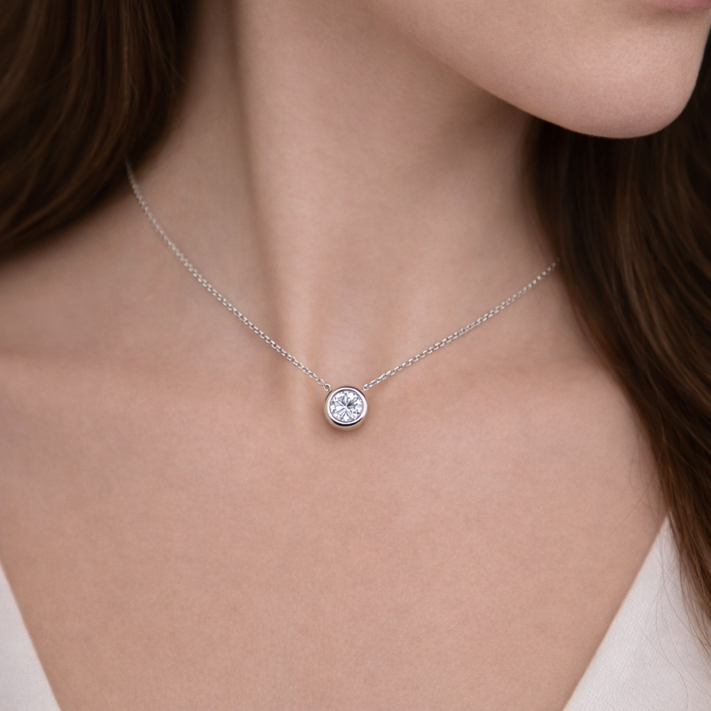 Collier mit Diamantanhänger 0,50 ct. in 18 Karat Weißgold