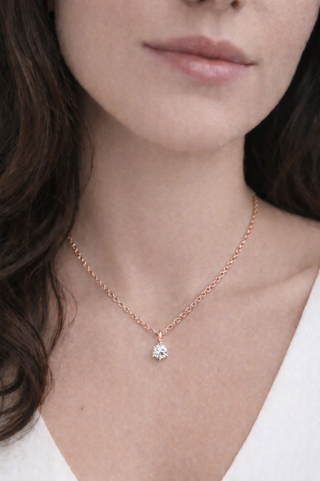 Collier mit Brillant 0,45 ct. in 18 Karat Roségold