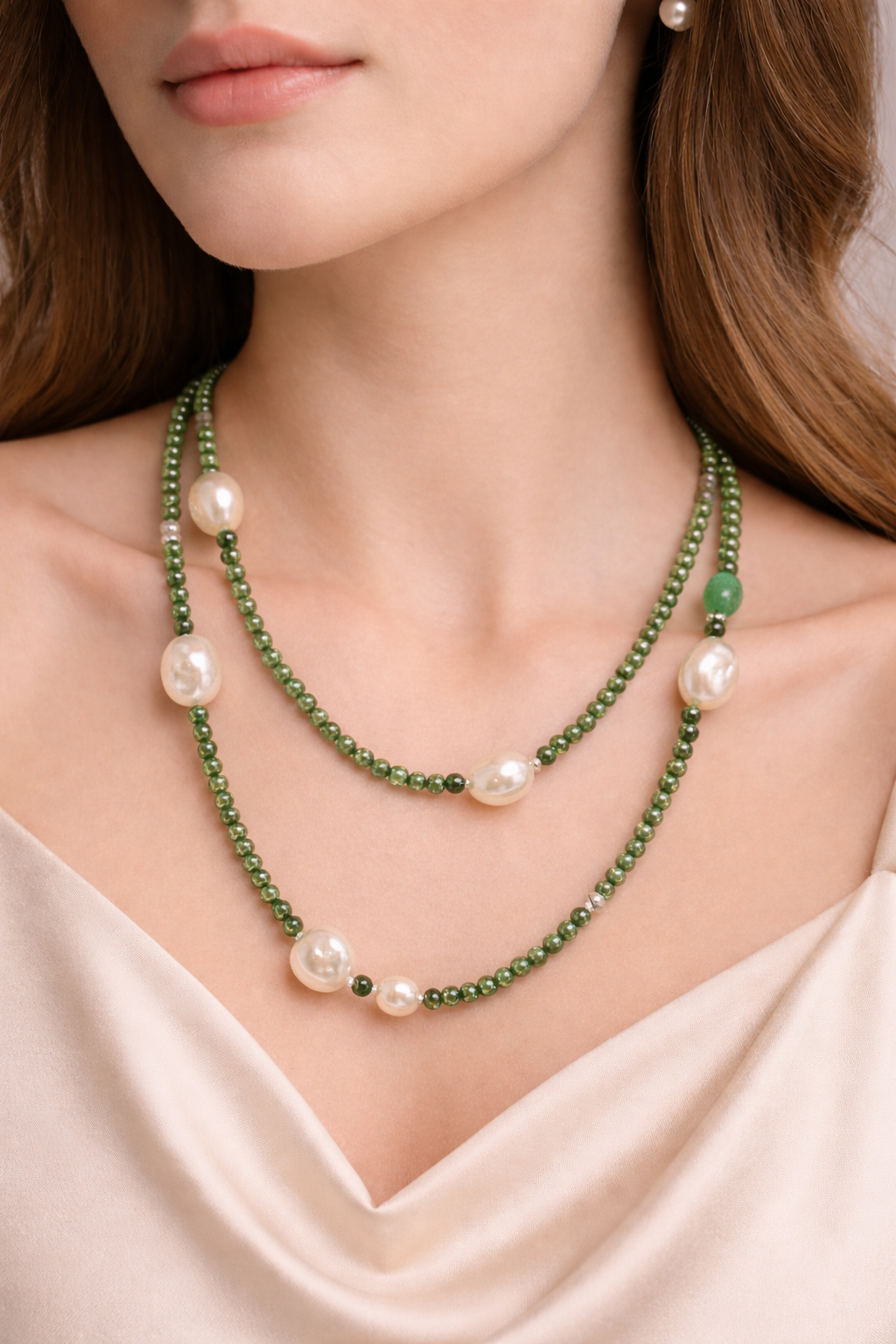 Edelsteinkette mit Keshiperlen, Achaten und Hämatit 94cm